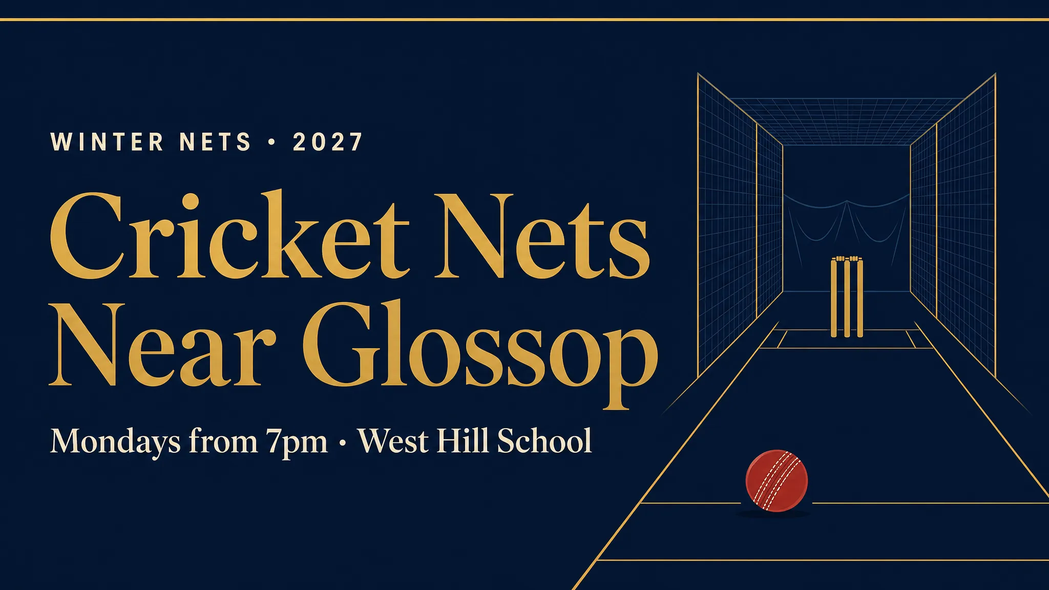 Cricket nets near Glossop: winter nets on Mondays from 7pm at West Hill School